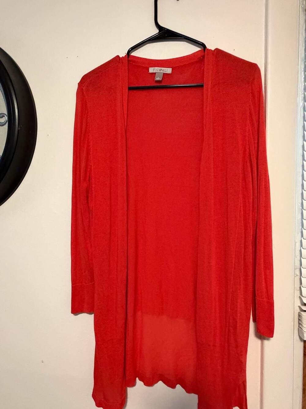 Roz & Ali Red Open Front Cardigan Sweater